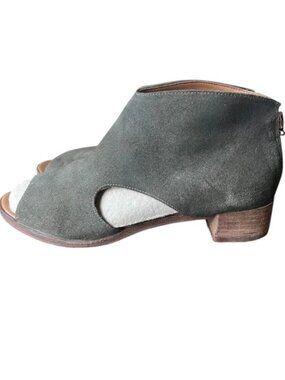 Rowen Green Suede Leather Peep Toe Cut Out Bootie Dress Shoe Size 8
